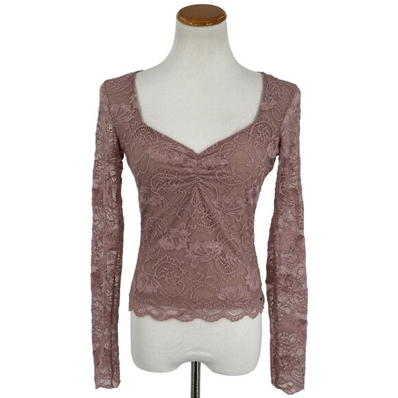 Guess Mauve Sweetheart Neck Lace Top • Coquette Fairycore Baddie Soft Girl Y2K - Picture 3 of 16